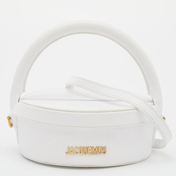 JACQUEMUS White Leather La Boite A Gateaux Top Handle Bag