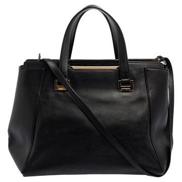 JIMMY CHOO Black Leather Large Alfie Tote