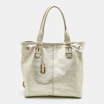 JIMMY CHOO Gold Leather Shopper Tote