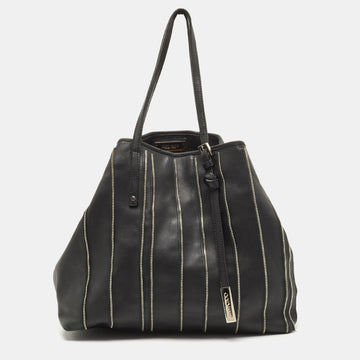 JIMMY CHOO Black Leather Zip Details Tote