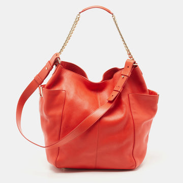 JIMMY CHOO Orange Leather Anna Hobo