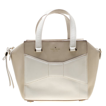 KATE SPADE Beige/White Leather 2 Park Avenue Beau Tote