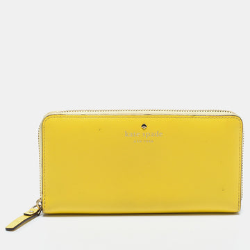 KATE SPADE Yellow Leather Zip Around Wallet