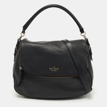 KATE SPADE Black Leather Foldover Hobo