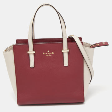 KATE SPADE Red/Beige Saffiano Leather Cedar Street Hayden Tote