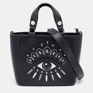 KENZO Black Leather Small Eye Tote