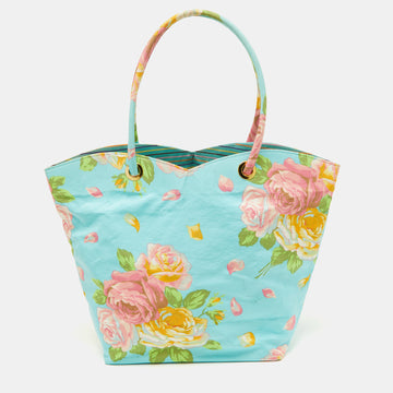 KENZO Multicolor Floral Print Canvas Open Tote