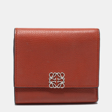 Loewe Burnt Orange Leather Anagram Trifold Wallet