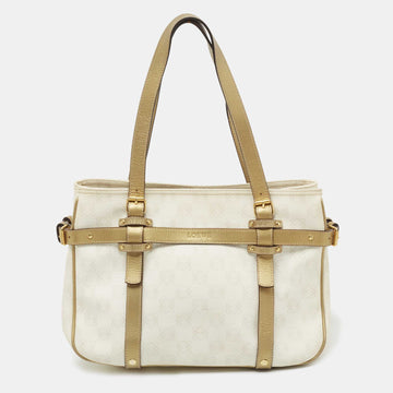 Loewe Beige/Metallic Signature Coated Canvas and Leather Tote