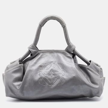 Loewe Metallic Grey Leather Aire Hobo