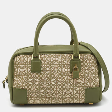 Loewe Military Green  Jacquard Canvas and Leather Amazona 23 Bag