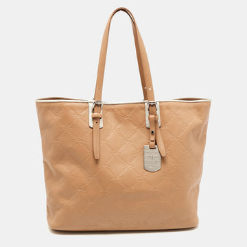 LONGCHAMP Tan Quilted Embossed Leather Large LM Cuir Tote