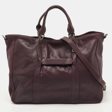 LONGCHAMP Purple Leather Large 3d Shopper Tote