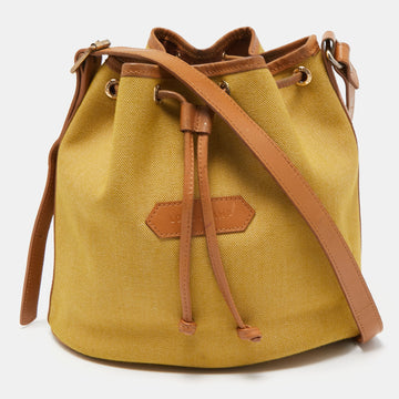 LONGCHAMP Yellow Canvas and Leather Crossbody Bag