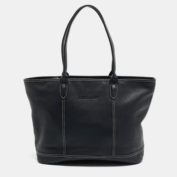 LONGCHAMP Black Leather Shopper Tote