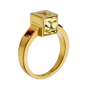 Louis Vuitton Multicolor Gold Tone Gamble Ring M