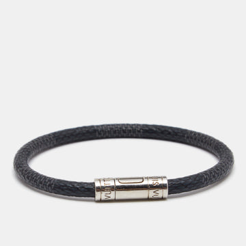 Louis Vuitton Keep It Black Canvas Silver Tone Metal Bracelet