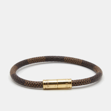 Louis Vuitton Keep It Damier Ebene Canvas Gold Tone Bracelet