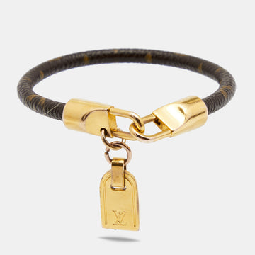 Louis Vuitton Luck It  Brown Monogram Canvas Gold Tone Bracelet