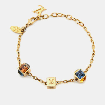 Louis Vuitton Multicolor Crystals Gold Tone Gamble Bracelet