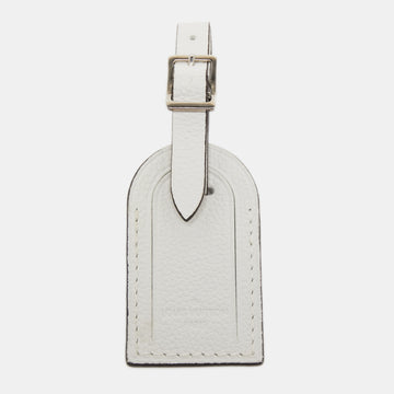 LOUIS VUITTON White Leather Luggage Name Tag