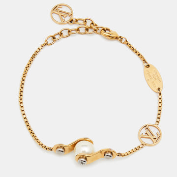 Louis Vuitton Speedy Faux Pearl Gold Tone Bracelet