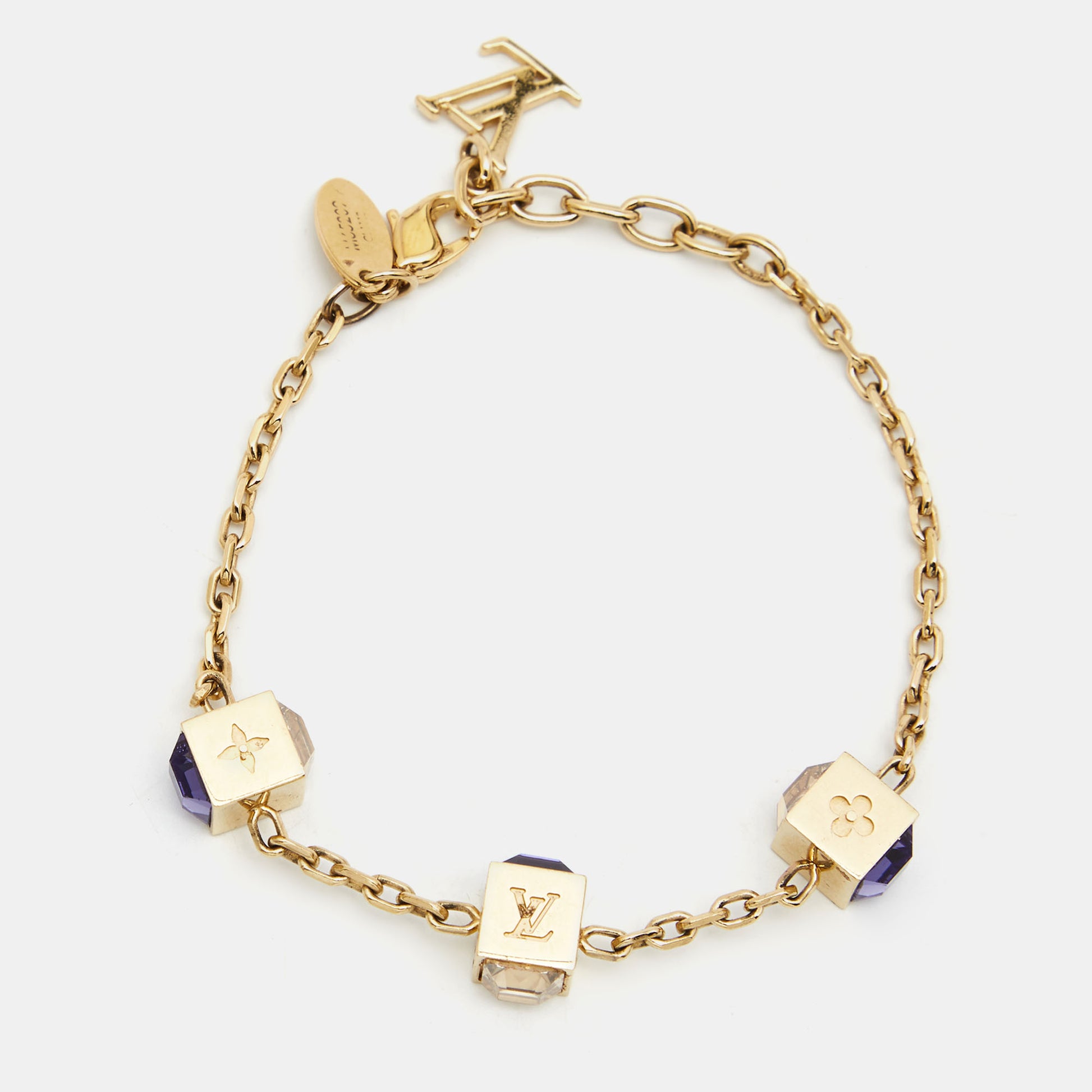 Louis Vuitton, Jewelry, Louis Vuitton Gamble Crystal Gold Tone Bracelet