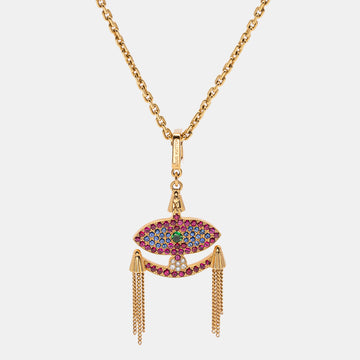 Louis Vuitton Evil Eye Multi Gemstone 18k Yellow Gold Pendant Necklace