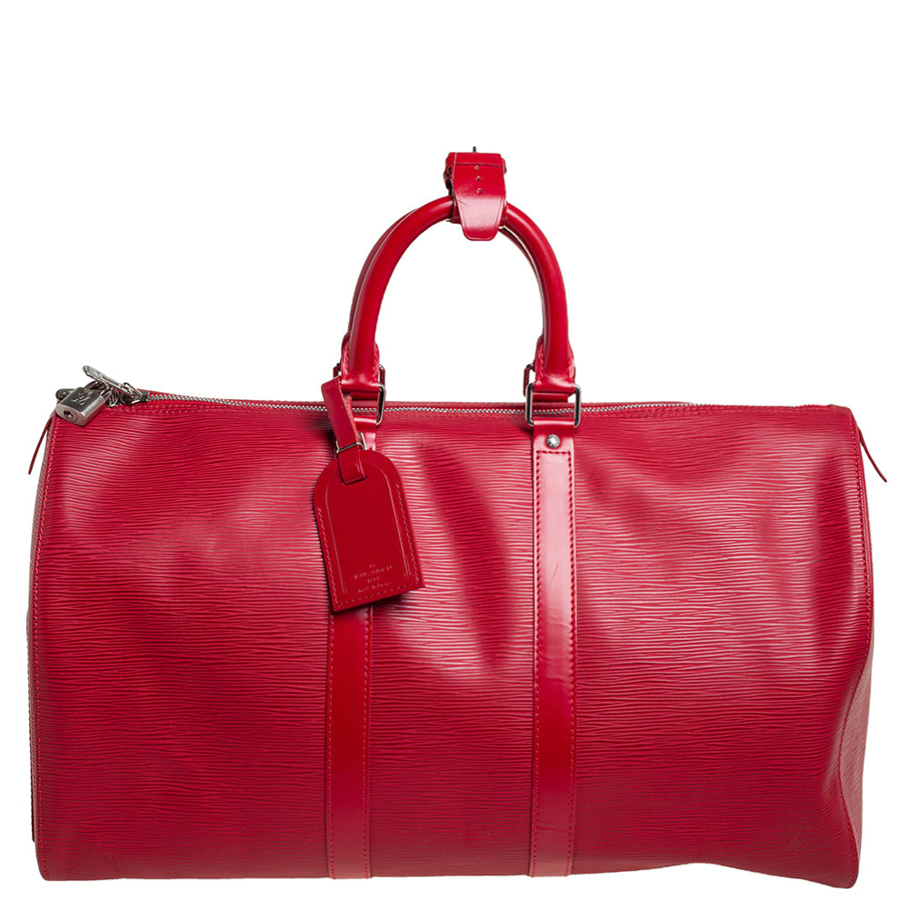 Louis Vuitton Red Epi Leather Keepall 45