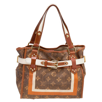 Louis Vuitton Brown Monogram Canvas And Leather Tisse Rayures PM Tote Bag