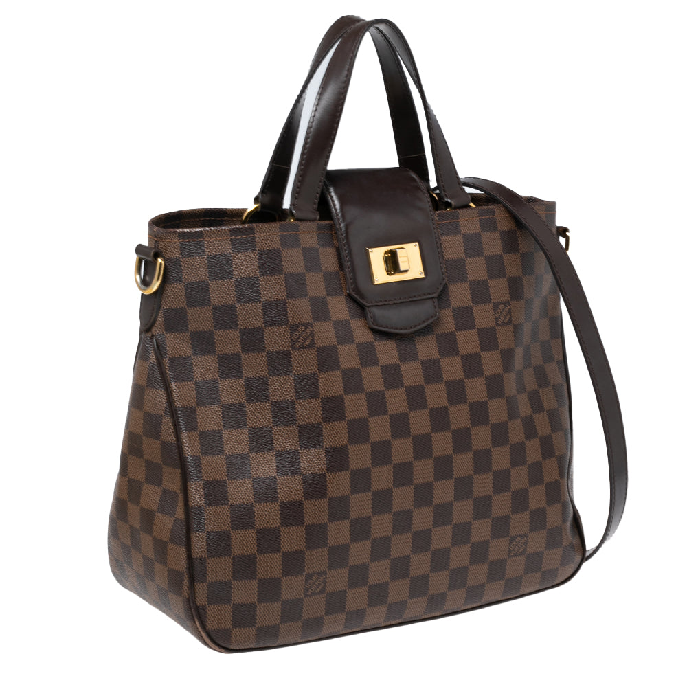 LV Cabas Roseberry Brown Damier Ebene Coated Canvas with Leather