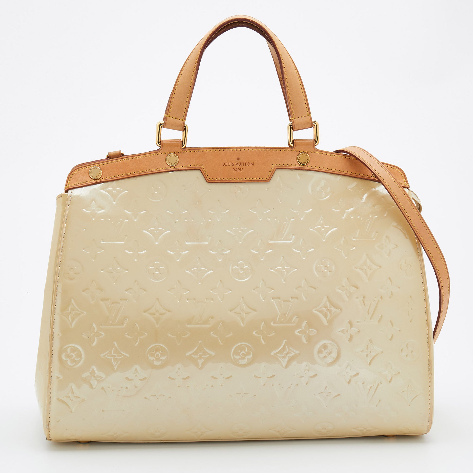 Louis Vuitton Brea GM Vernis handbag cream color USED
