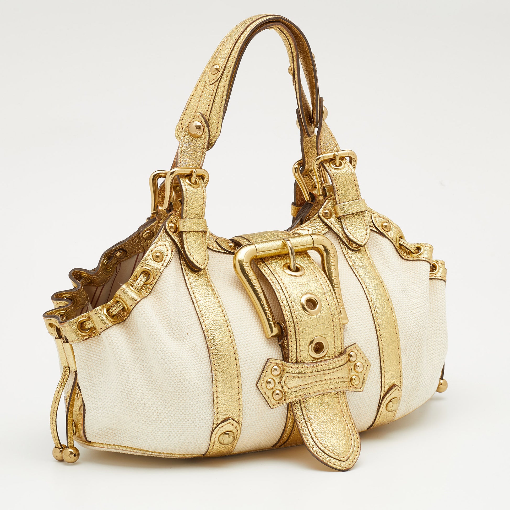 Louis Vuitton Gold/Cream Canvas and Leather Antigua Theda PM Bag