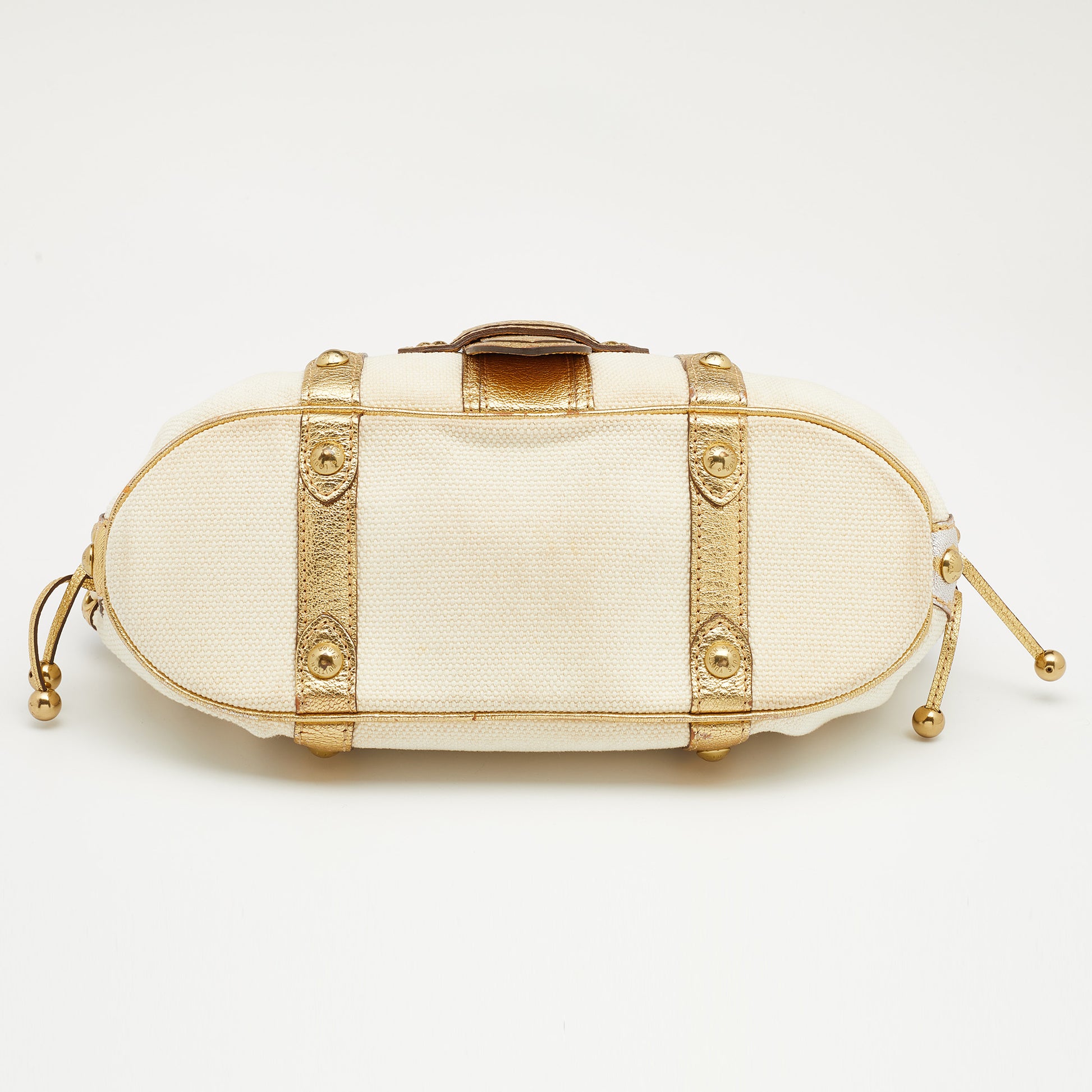 Louis Vuitton Gold/Cream Canvas and Leather Antigua Theda PM Bag