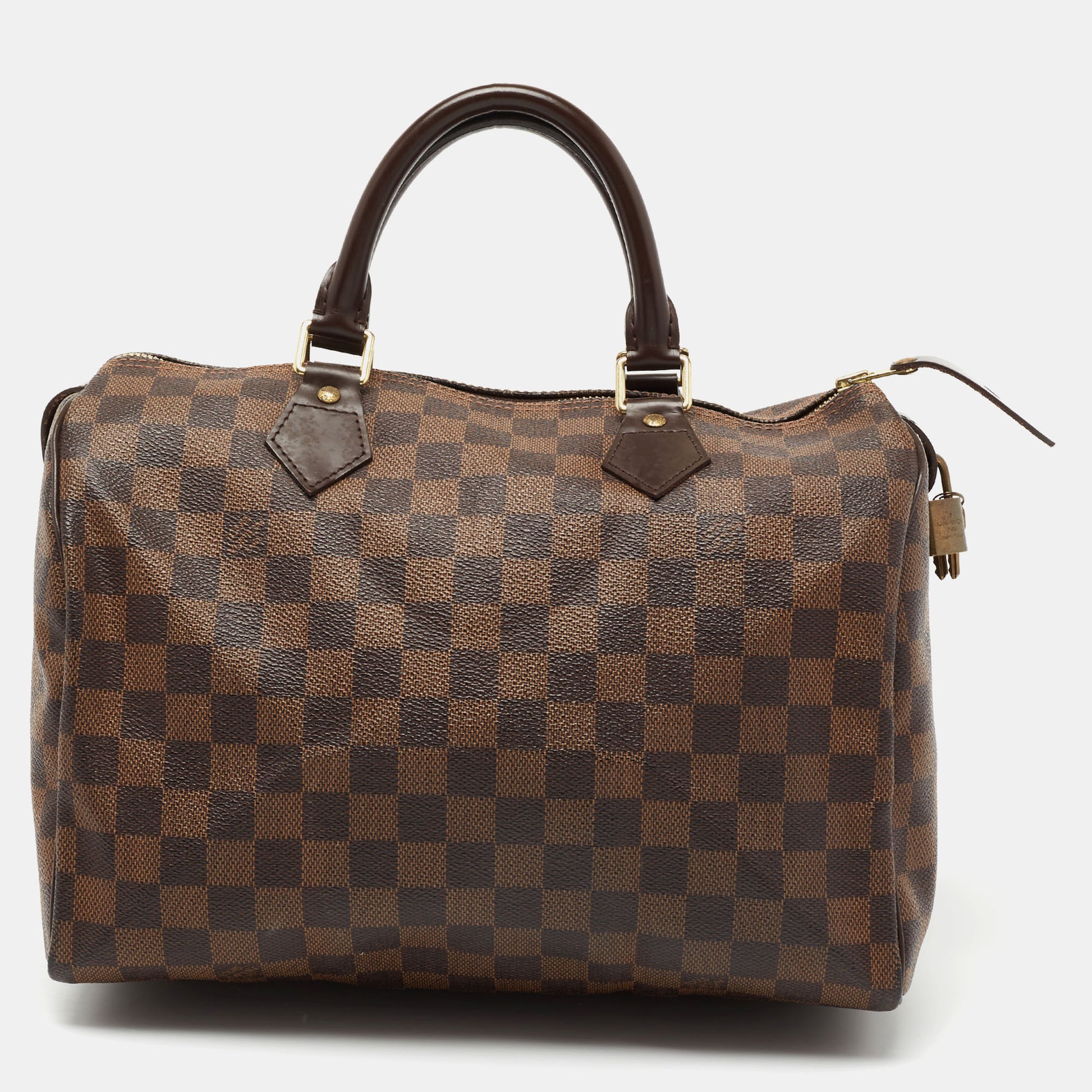 Louis Vuitton Speedy 30 Damier Ebene Satchel Bag Brown