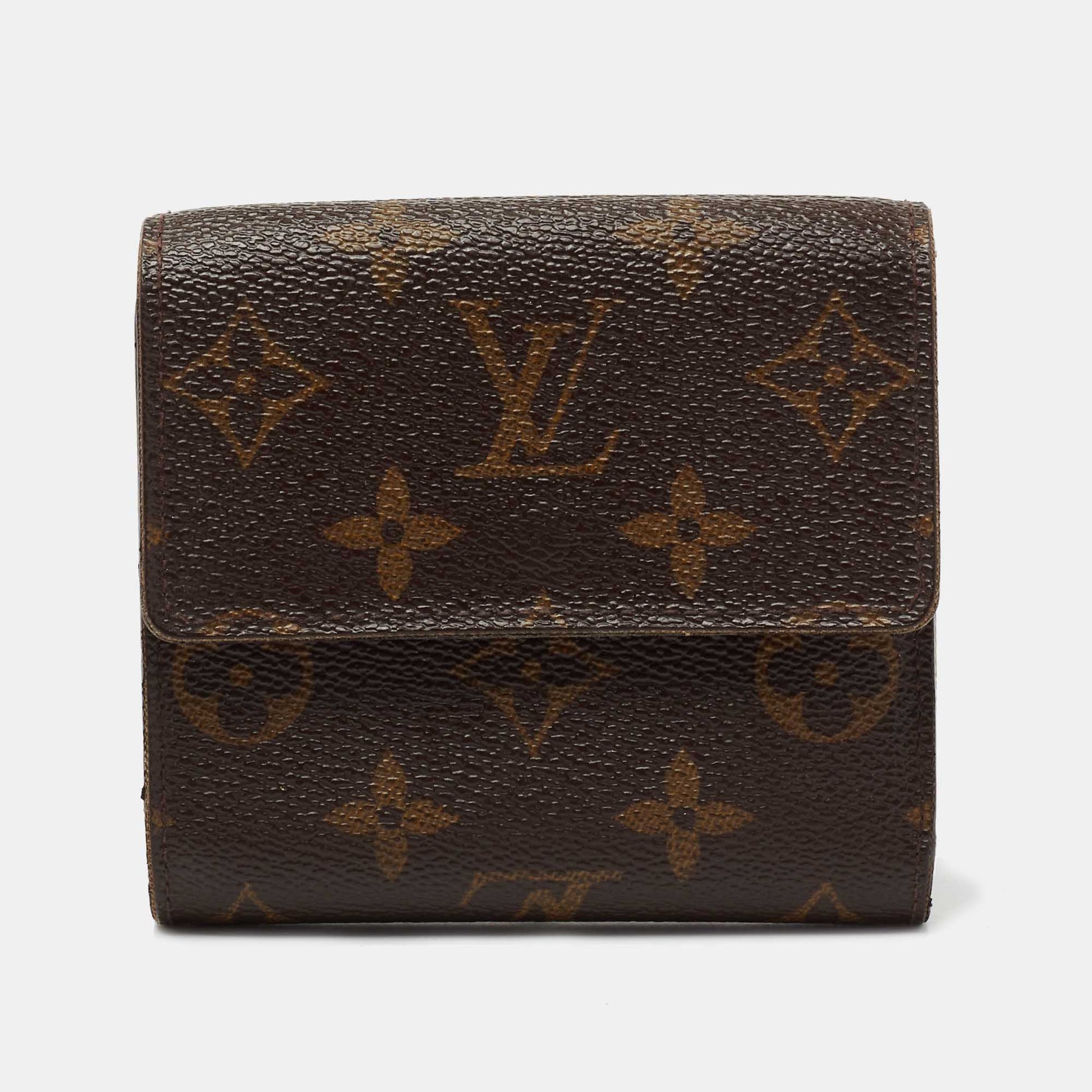 Women's Louis Vuitton Monogram Canvas Elise Compact Wallet Brown, 001900351817