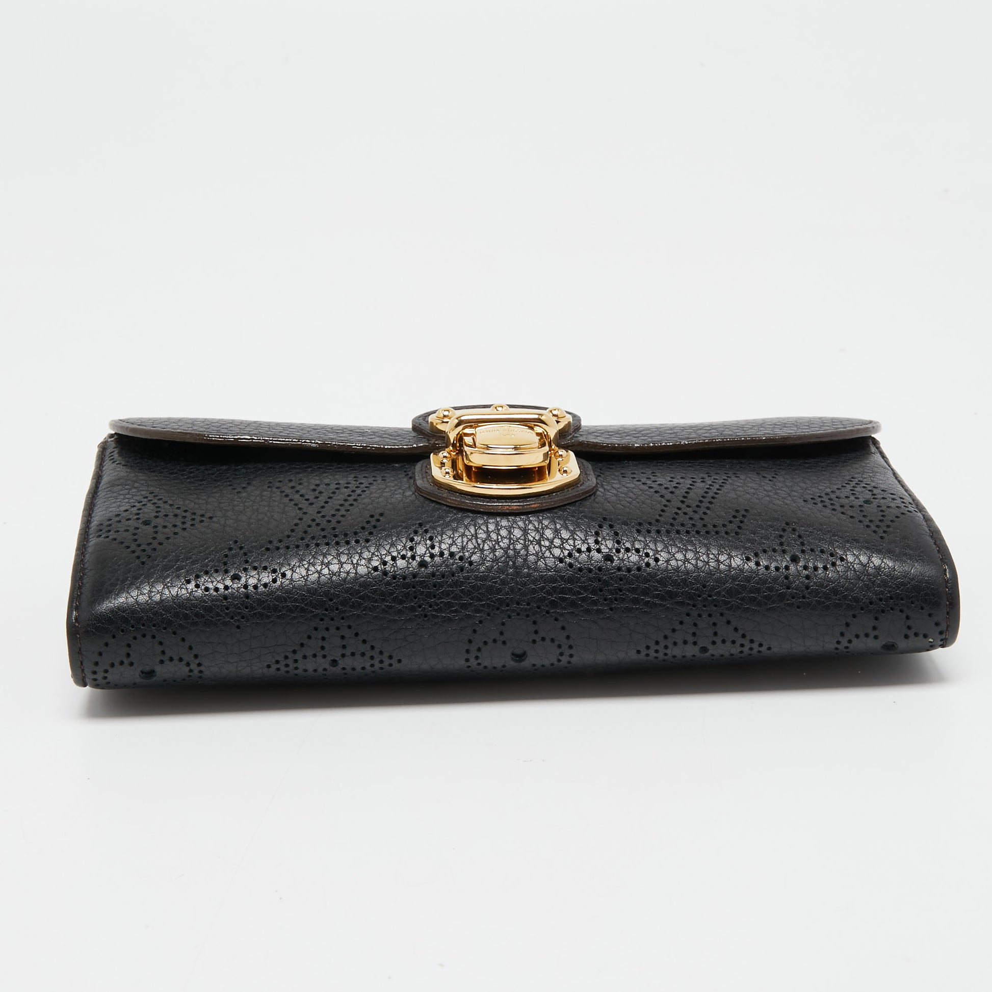 Louis Vuitton Black Monogram Mahina Leather Amelia Wallet