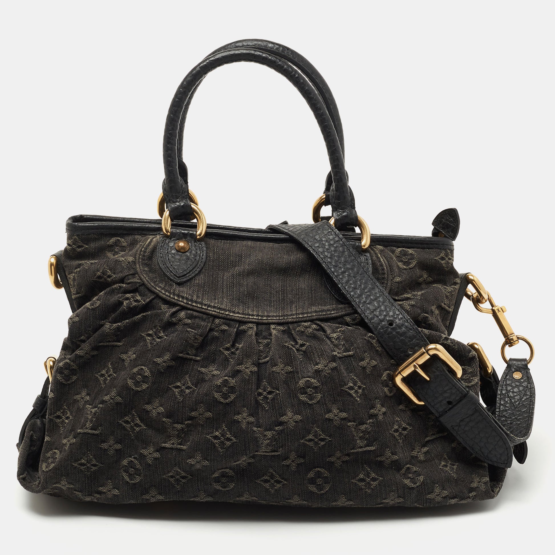 Louis Vuitton Black Monogram Denim Neo Cabby MM Handbag, Luxury