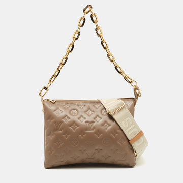 Louis Vuitton Taupe Monogram Embossed Coussin PM Bag