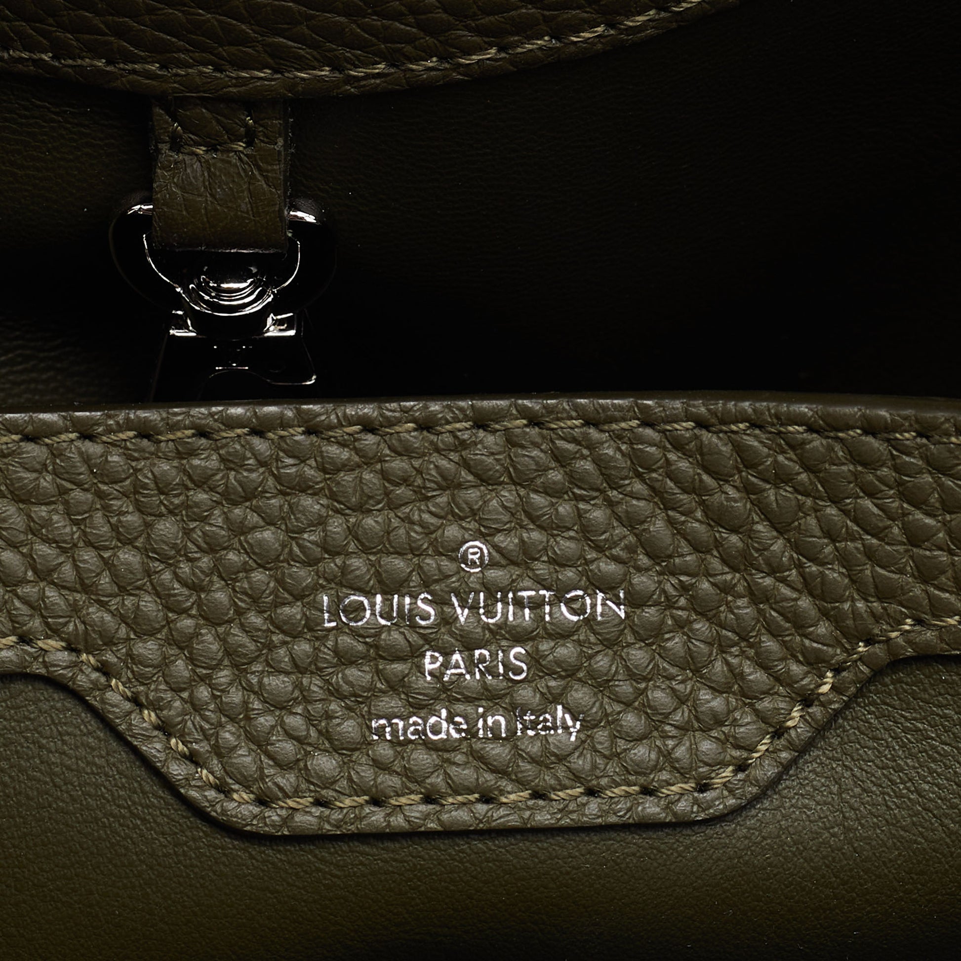 Authentic New Louis Vuitton Capucines Leather Bag N93799 Olive Green/Khaki