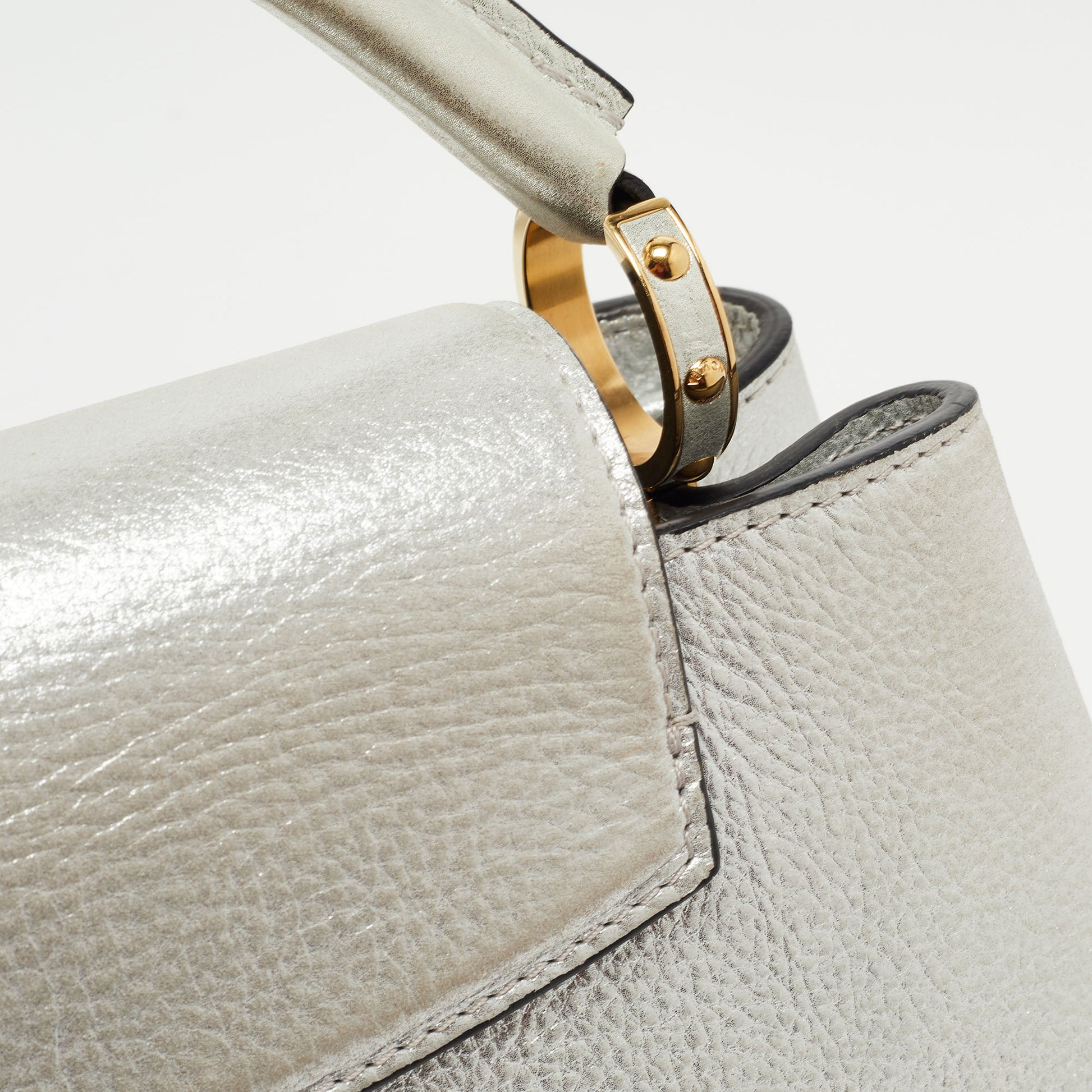 Louis Vuitton Silver Iridescent Leather Capucines BB Bag Louis Vuitton