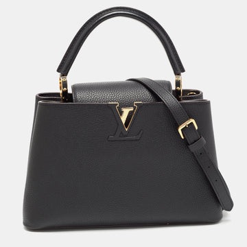 LOUIS VUITTON Black Taurillon Leather Capucines PM Bag