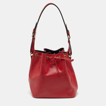 LOUIS VUITTON Red Epi Leather Petit Noe Bag