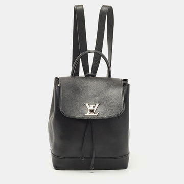 LOUIS VUITTON Black Leather Lockme Backpack