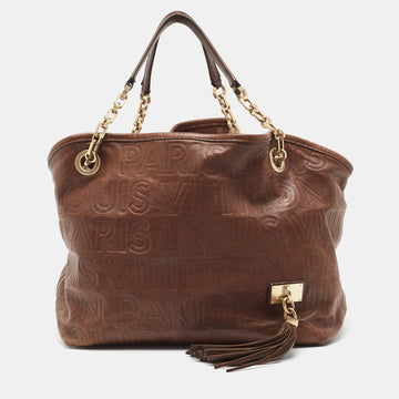 LOUIS VUITTON Brown Leather Paris Souple Whisper PM Bag