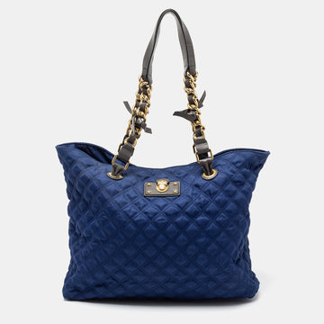 Marc Jacobs Navy Blue Quilted Fabric Tote