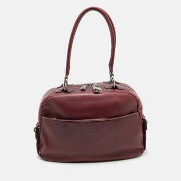 MARC JACOBS Burgundy Leather The Venetia Bowler Bag