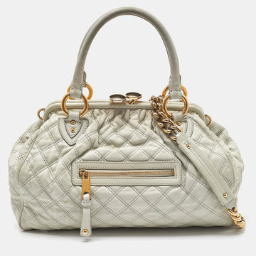 MARC JACOBS Ice Blue Quilted Leather Stam Satchel