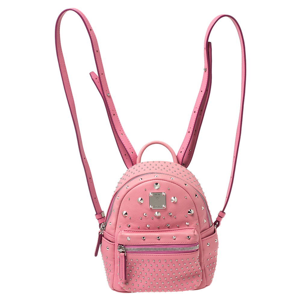 MCM Pink Leather X Mini Studded Stark Bebe Boo Backpack