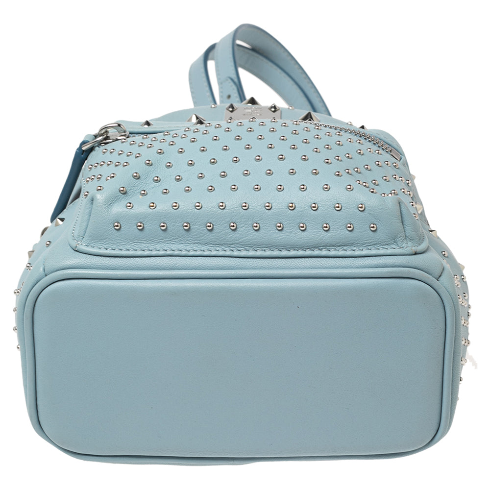 MCM Blue Leather X Mini Studded Strak Bebe Boo Backpack